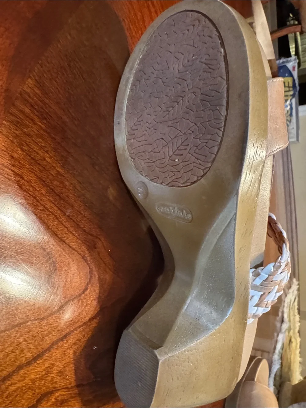 Nurture by Lamaze Tan and White Woven Wedge Sandals